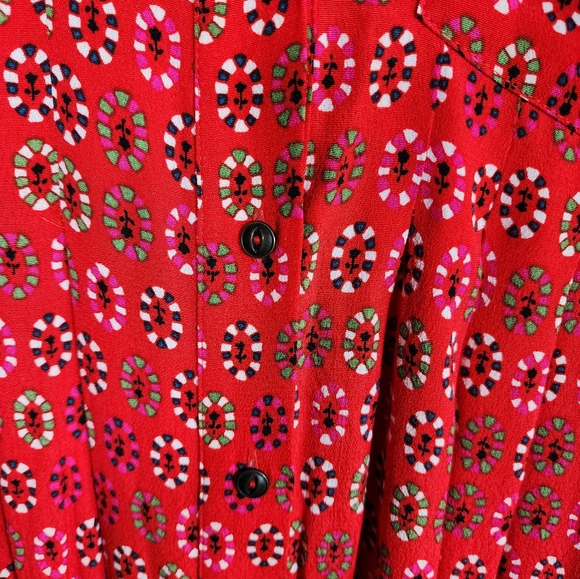 Maeve Anthropologie Red Daisy Midi Shirtdress US 6 - Picture 7 of 15
